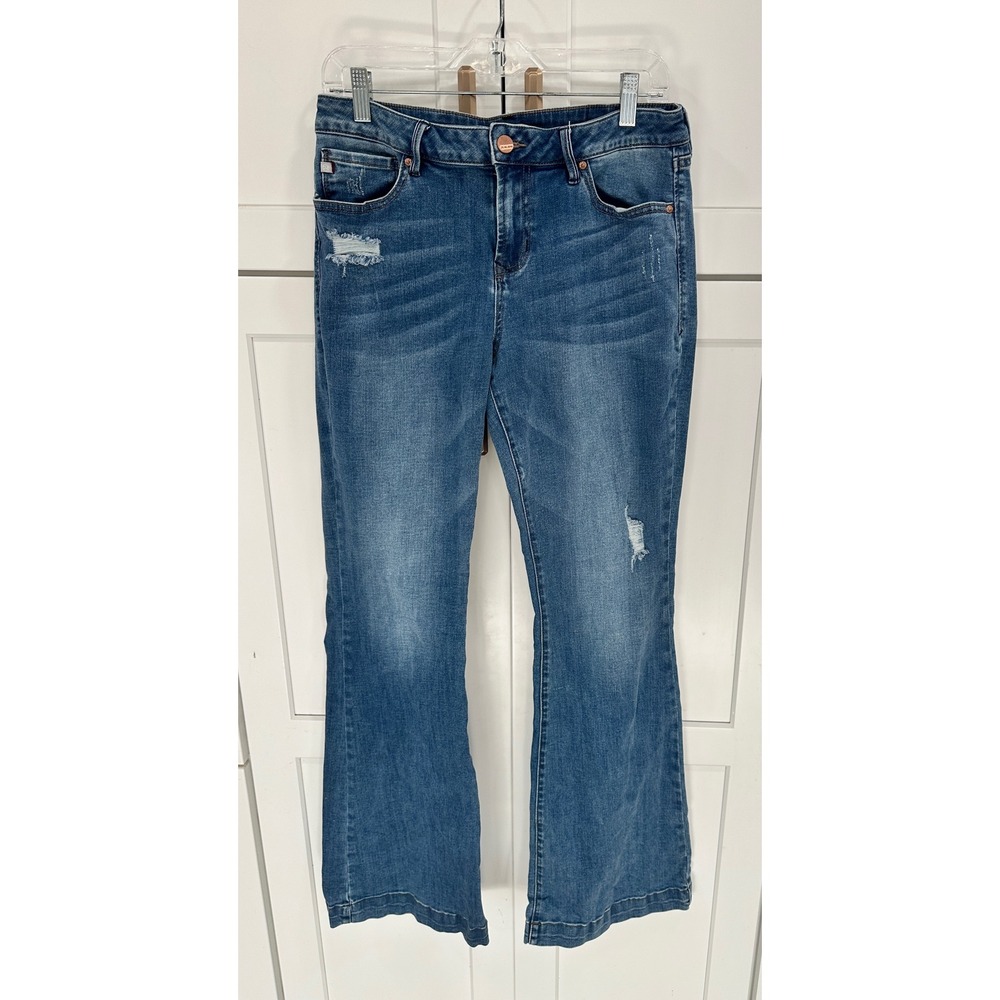 Dear John Womens Jeans Bootcut Distressed Blue Wash Size 30